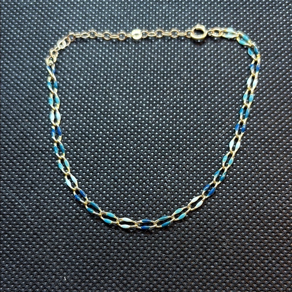 Elegant 14k Gold Fill and Enamel Blue Ombré Chain Bracelet